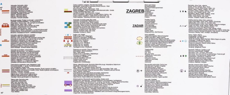 Chorwacja, Słowenia, Bośnia i Hercegowina. Mapa fizyczno-drogowa w wersji do wpinania wydawnictwa Freytag & Berndt. Legenda 2