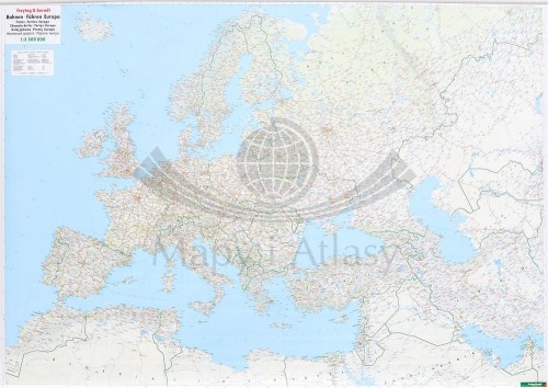 Europa 1:5 500 000. Arkusz, mapa ścienna kolejowa, promy. Wydawnictwo: Freytag & Berndt
