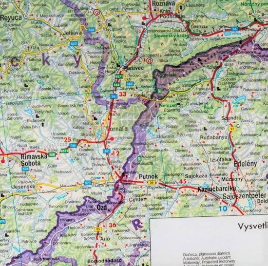 Słowacja 1:400 000 . Mapa drogowa w ramie drewnianej wydawnictwa Freytag & Berndt. Fragment 3
