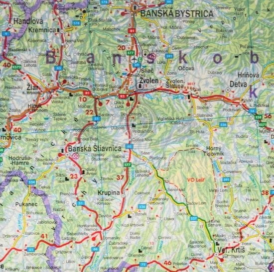 Słowacja 1:400 000 . Mapa drogowa w ramie drewnianej wydawnictwa Freytag & Berndt. Fragment 4