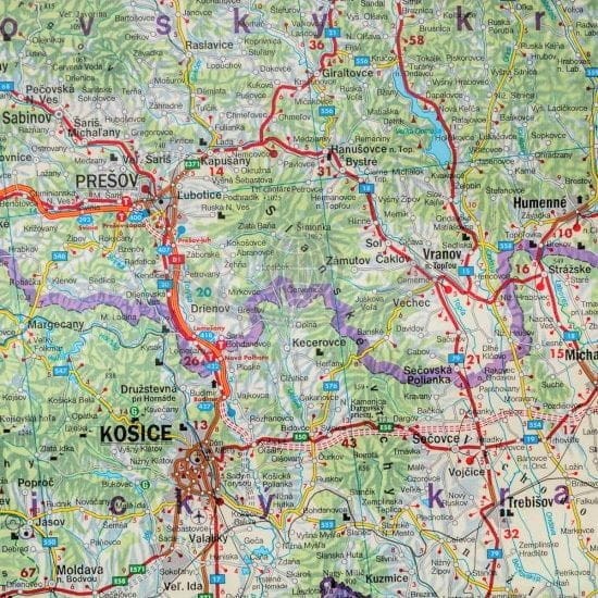 Słowacja 1:400 000 . Mapa drogowa w ramie drewnianej wydawnictwa Freytag & Berndt. Fragment 5