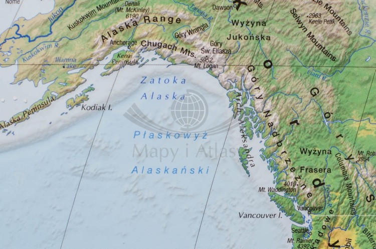 Świat. Dwustronna, laminowana mapa składana. Polityczna i krajobrazowa (fizyczna) XXL. Wydawnictwo ExpressMap. Fragment 7