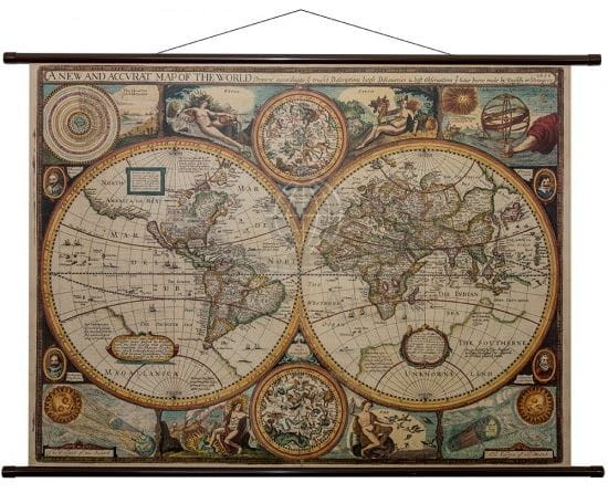 Świat z 1651 roku. Mapa ścienna antyczna