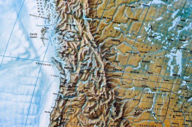 Świat 1:25 000 000. Arkusz, mapa ścienna fizyczna wydawnictwa Freytag & Berndt. Fragment 10