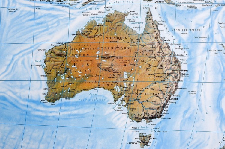 Świat 1:25 000 000. Mapa ścienna fizyczna w wersji do wpinania wydawnictwa Freytag & Berndt. Fragment 8