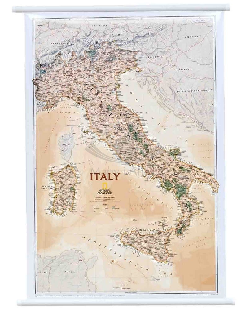 Włochy 1:1 765 000. Mapa ścienna ekskluzywna. National Geographic
