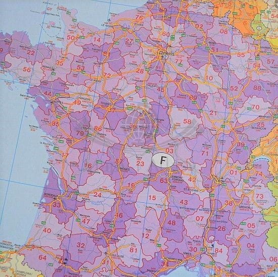 Europa 1:3 700 000. Mapa w ramie drewnianej. Kody pocztowe. Wydawnictwo: Freytag & Berndt. Fragment 2