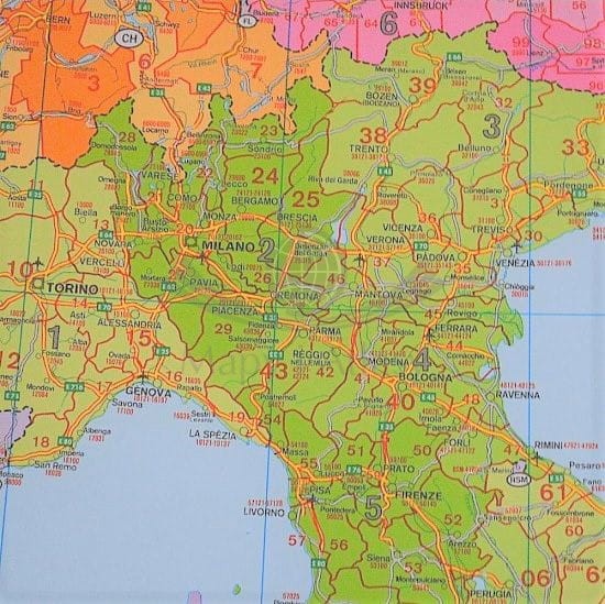 Europa 1:3 700 000. Mapa w wersji do wpinania. Kody pocztowe. Wydawnictwo: Freytag & Berndt. Fragment 1