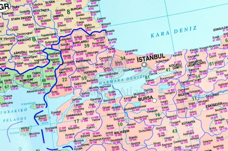 Europa 1:3 000 000. Mapa kodowa w wersji do wpinania wydawnictwa Jokart. Fragment 4