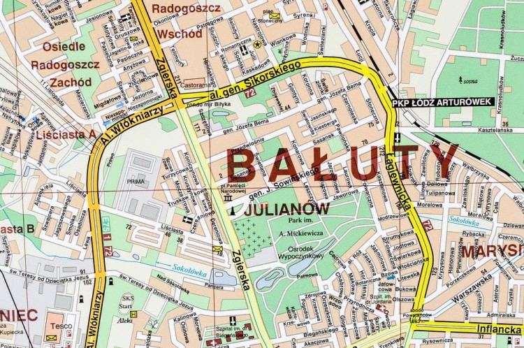 Łódź 1:20 000. Mapa w wersji magnetycznej wydawnictwa Jokart. Fragment 5