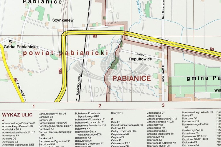 Łódź 1:20 000. Mapa w wersji magnetycznej wydawnictwa Jokart. Fragment 6