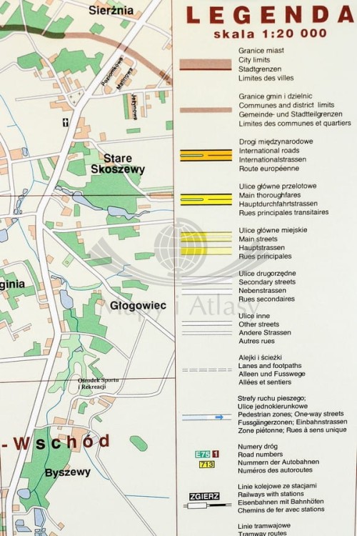 Łódź 1:20 000. Mapa w wersji magnetycznej wydawnictwa Jokart. Legenda