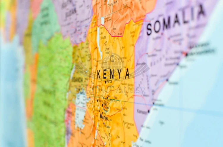 Afryka 1:8 000 000. Mapa polityczna w ramie drewnianej wydawnictwa Maps International. Fragment 6