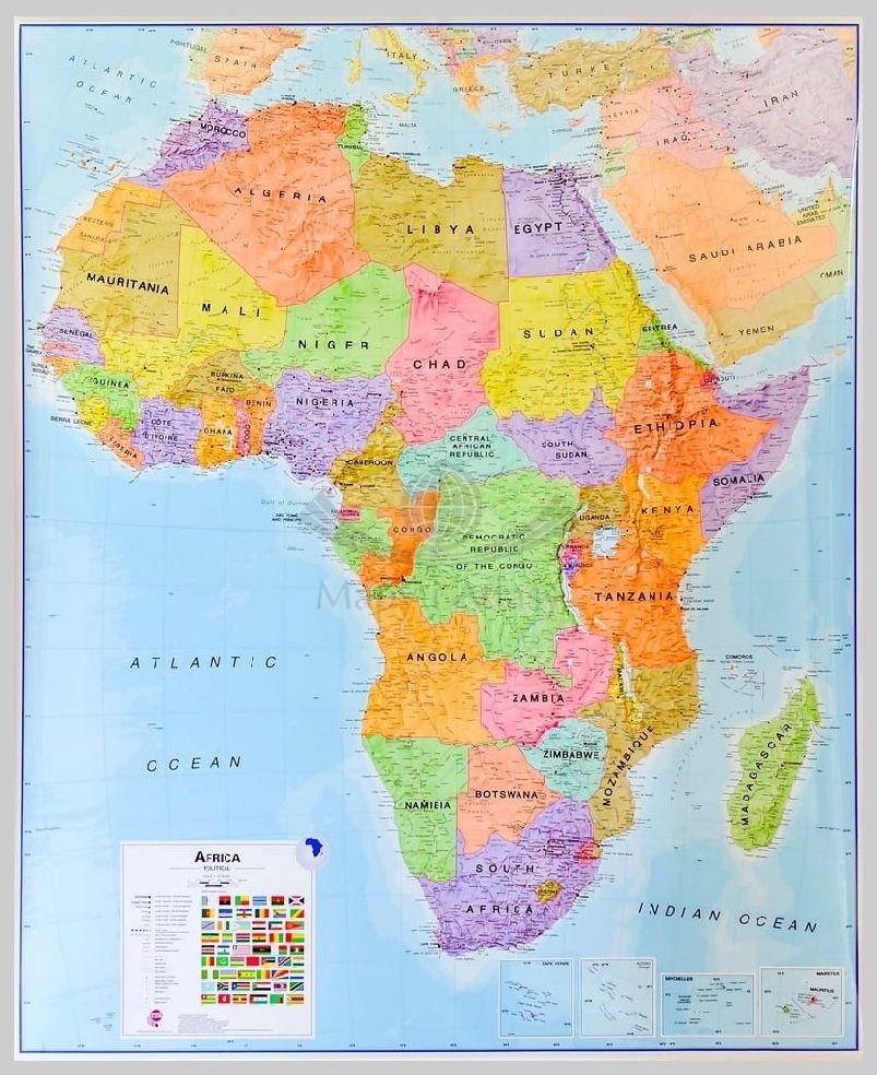 Afryka 1:8 000 000. Mapa polityczna. Wersja do wpinania. MI