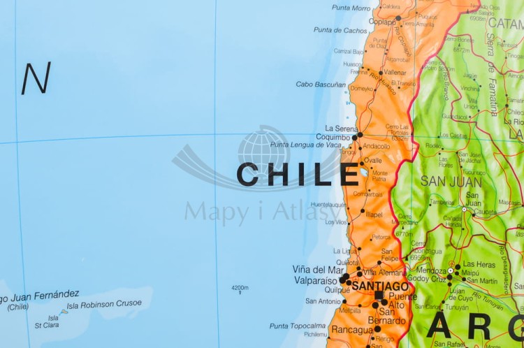 Ameryka Południowa 1:7 000 000. Arkusz, mapa ścienna polityczna wydawnictwa Maps International. Fragment 4