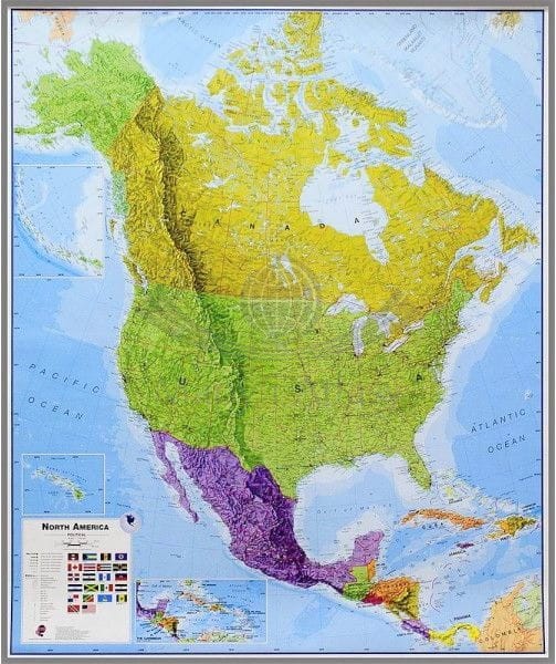 Ameryka Północna 1:7 000 000. Mapa polityczna w wersji do wpinania wydawnictwa Maps International