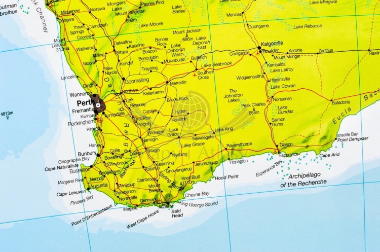Australia 1:7 000 000. Arkusz, mapa ścienna polityczna wydawnictwa Maps International. Fragment 2