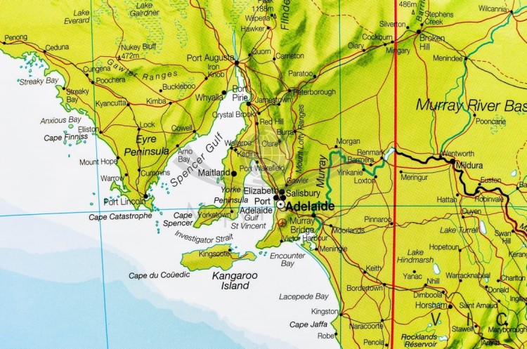 Australia 1:7 000 000. Arkusz, mapa ścienna polityczna wydawnictwa Maps International. Fragment 4