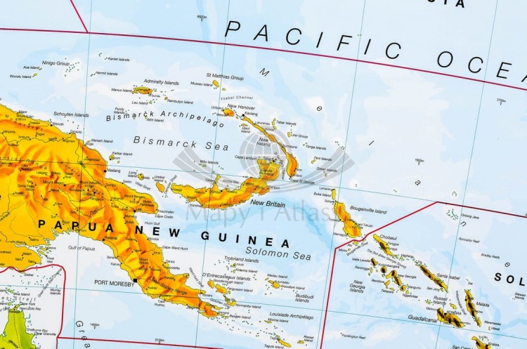 Australia 1:7 000 000. Arkusz, mapa ścienna polityczna wydawnictwa Maps International. Fragment 6