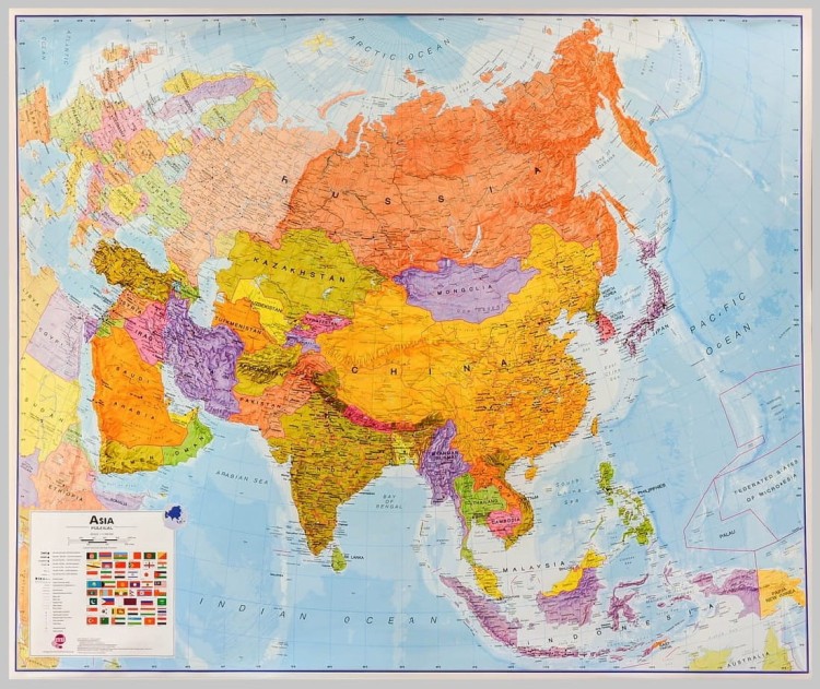 Azja 1:11 000 000. Mapa polityczna w wersji do wpinania