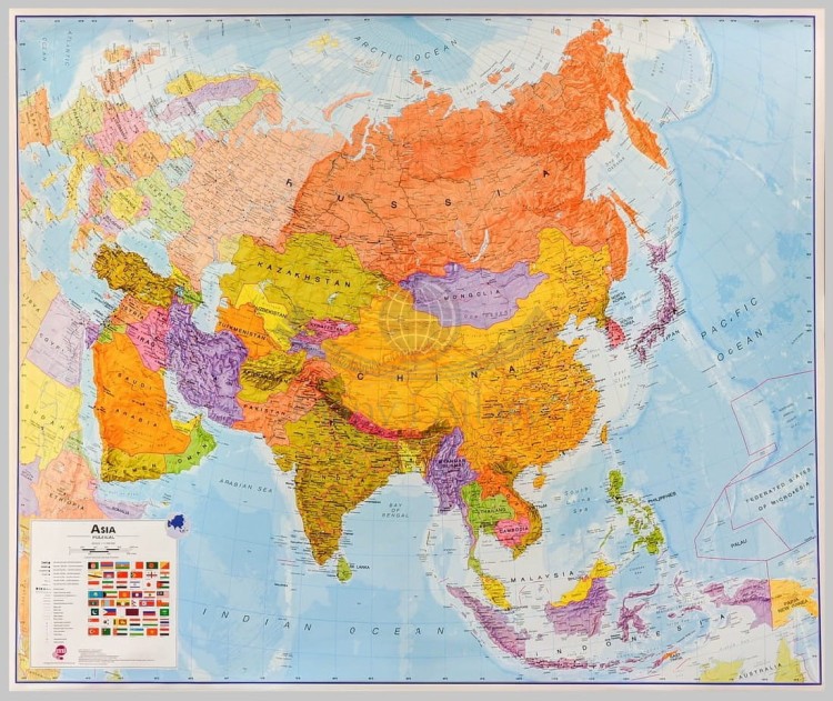 Azja 1:11 000 000. Mapa polityczna w wersji magnetycznej