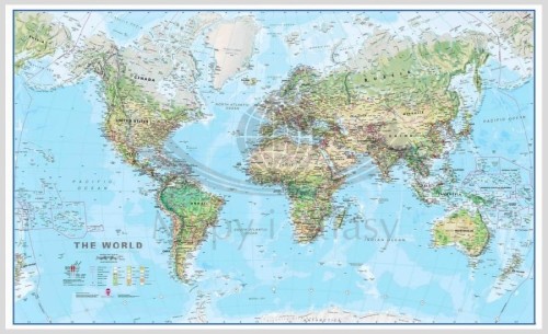 Świat 1:30 000 000. Mapa fizyczna z elementami środowiska w wersji magnetycznej. Wydawnictwo: Maps International