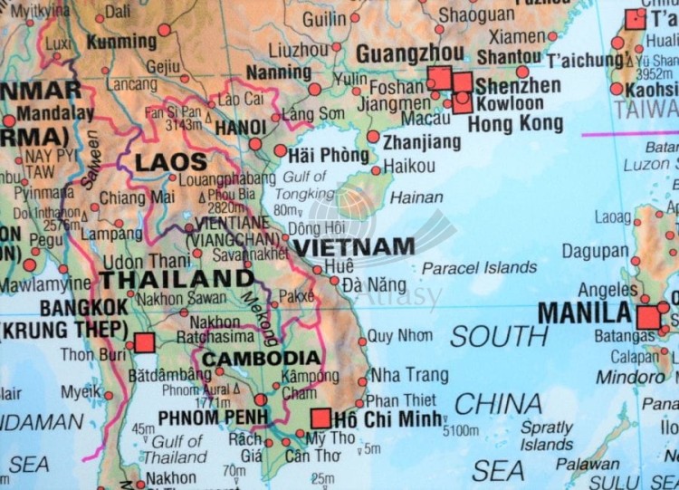 Świat 1:30 000 000. Mapa fizyczna świata w wersji magnetycznej. Fragment 3