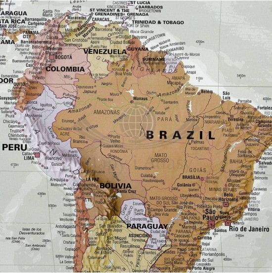 Świat 1:30 000 000. Mapa ścienna polityczna executive. Wydawnictwo: Maps International. Fragment 3