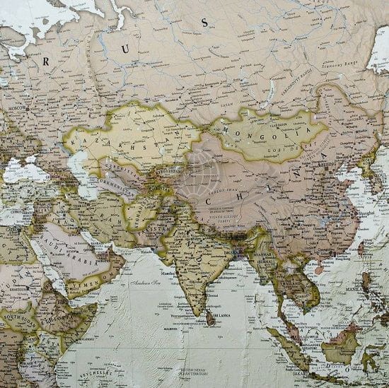 Świat 1:30 000 000. Mapa ścienna polityczna, antyczna. Wydawnictwo: Maps International. Fragment 3