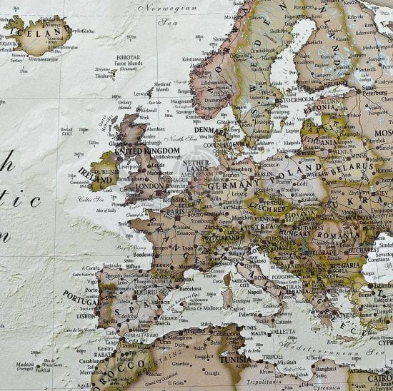 Świat 1:30 000 000. Mapa ścienna polityczna, antyczna. Wydawnictwo: Maps International. Fragment 4