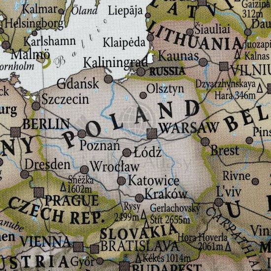 Świat 1:30 000 000. Mapa ścienna polityczna, antyczna. Wydawnictwo: Maps International. Fragment 5