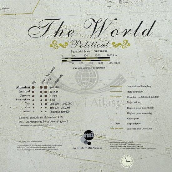 Świat 1:30 000 000. Arkusz, mapa ścienna polityczna, antyczna. Wydawnictwo: Maps International. Legenda