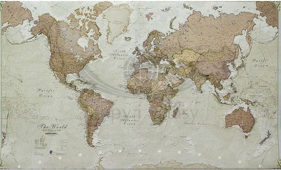 Świat 1:30 000 000. Arkusz, mapa ścienna polityczna, antyczna. Wydawnictwo: Maps International