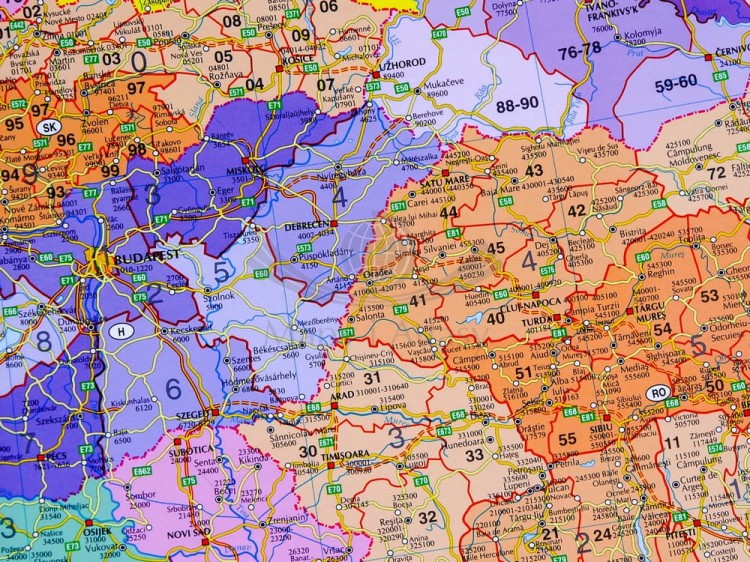 Europa z Turcją 1:3 600 000. Arkusz, mapa ścienna kodowa w układzie poziomym. Wydawnictwo: Stiefel. Fragment 2