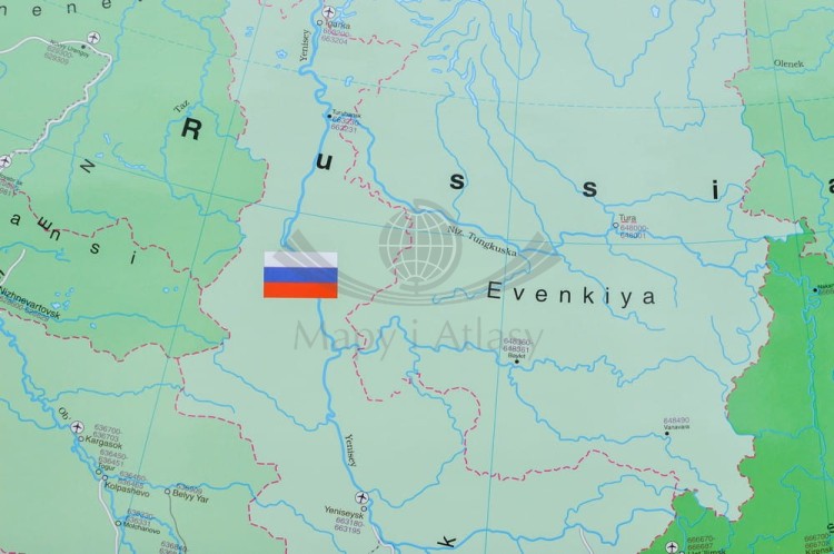 Rosja 1:5 400 000. Mapa kodowa w ramie drewnianej. Wydawnictwo: Stiefel. Fragment 1