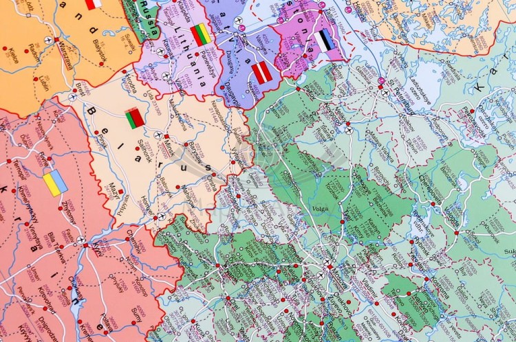 Rosja 1:5 400 000. Mapa kodowa w ramie drewnianej. Wydawnictwo: Stiefel. Fragment 3