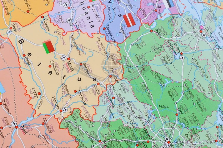 Rosja 1:5 400 000. Mapa kodowa w ramie drewnianej. Wydawnictwo: Stiefel. Fragment 5