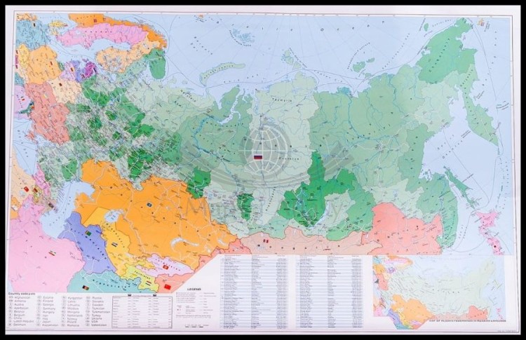 Rosja 1:5 400 000. Mapa kodowa w ramie drewnianej. Wydawnictwo: Stiefel