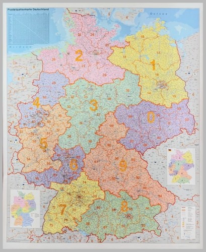 Niemcy 1:750 000. Mapa administracyjna z kodami pocztowymi w wersji do wpinania. Wydawnictwo: Stiefel