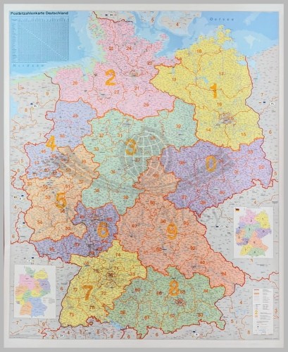 Niemcy 1:750 000. Mapa administracyjna z kodami pocztowymi w wersji magnetycznej. Wydawnictwo: Stiefel