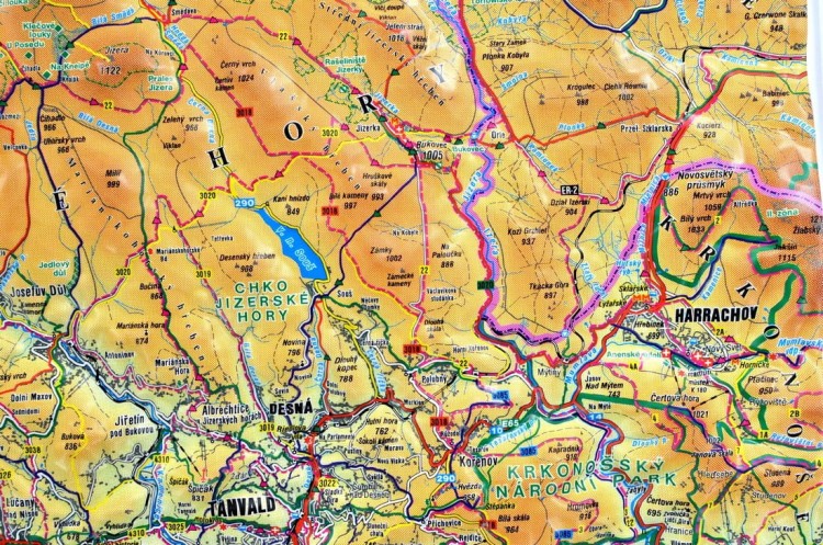 Góry Izerskie i Czeski Raj. Mapa plastyczna (trójwymiarowa). Fragment 5