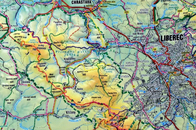 Góry Izerskie i Czeski Raj. Mapa plastyczna (trójwymiarowa). Fragment 3