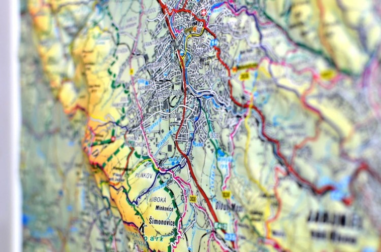 Góry Izerskie i Czeski Raj. Mapa plastyczna (trójwymiarowa). Fragment 8