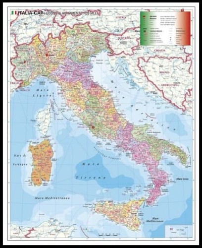 Włochy 1:1 000 000. Mapa administracyjna z kodami pocztowymi w wersji do wpinania. Wydawnictwo: Stiefel
