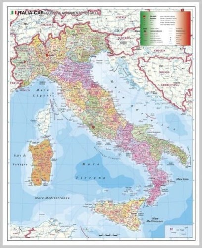 Włochy 1:1 000 000. Mapa administracyjna z kodami pocztowymi w magnetycznej. Wydawnictwo: Stiefel