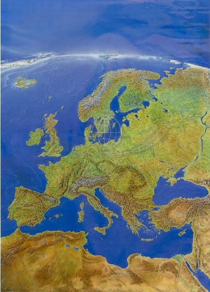 Europa. Arkusz, mapa ścienna fizyczna, panorama. Wydawnictwo: Stiefel