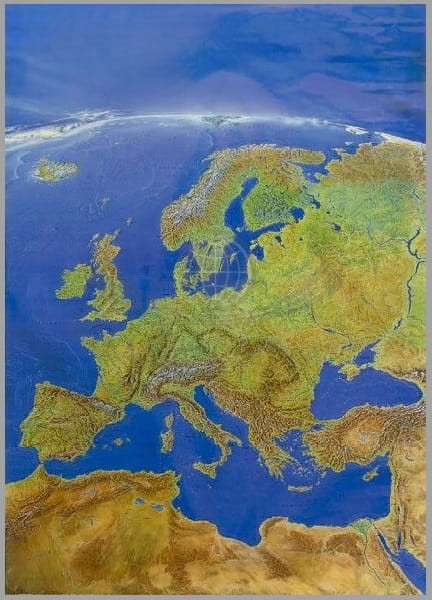 Europa. Mapa fizyczna, panorama w wersji magnetycznej. Wydawnictwo: Stiefel