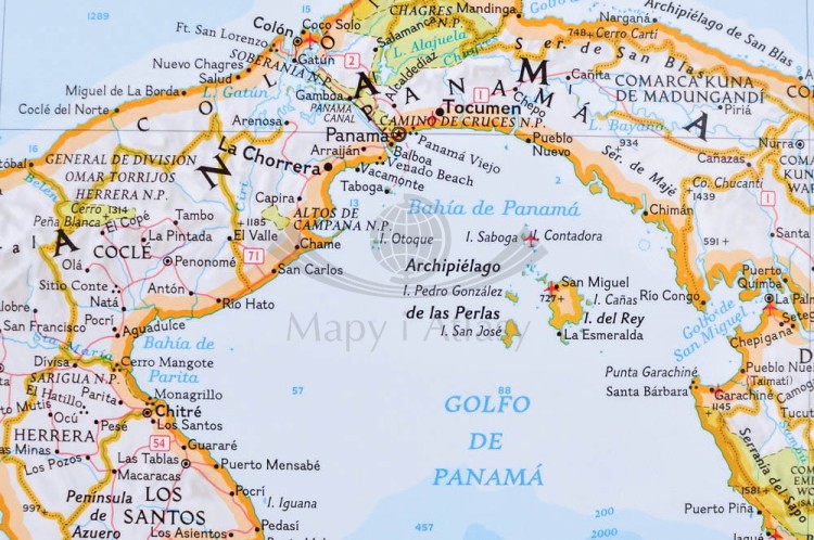 Ameryka Środkowa (Centralna). Arkusz, mapa ścienna polityczna wydawnictwa National Geographic. Fragment 2