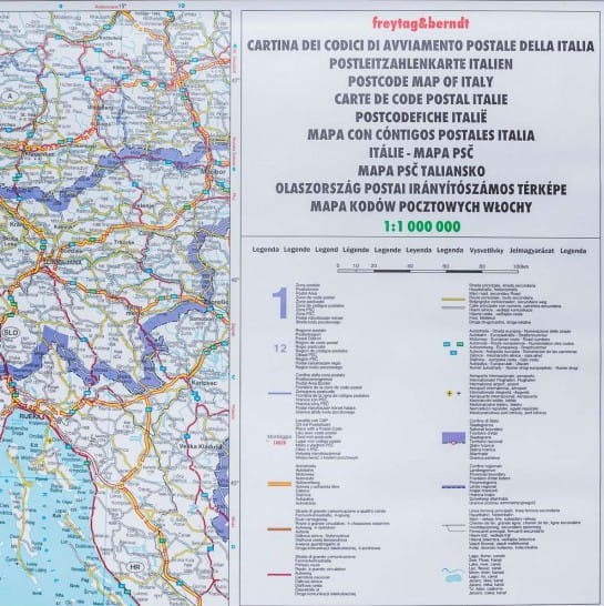 Włochy 1:1 000 000. Mapa ścienna kodowo-drogowa wydawnictwa Freytag & Berndt. Legenda