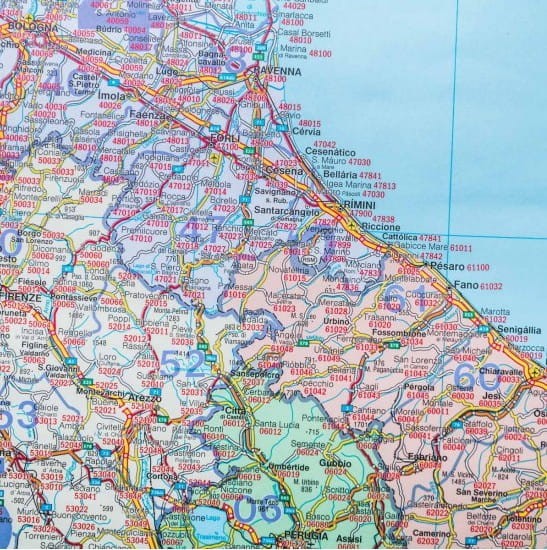 Włochy 1:1 000 000. Mapa ścienna kodowo-drogowa wydawnictwa Freytag & Berndt. Fragment 6